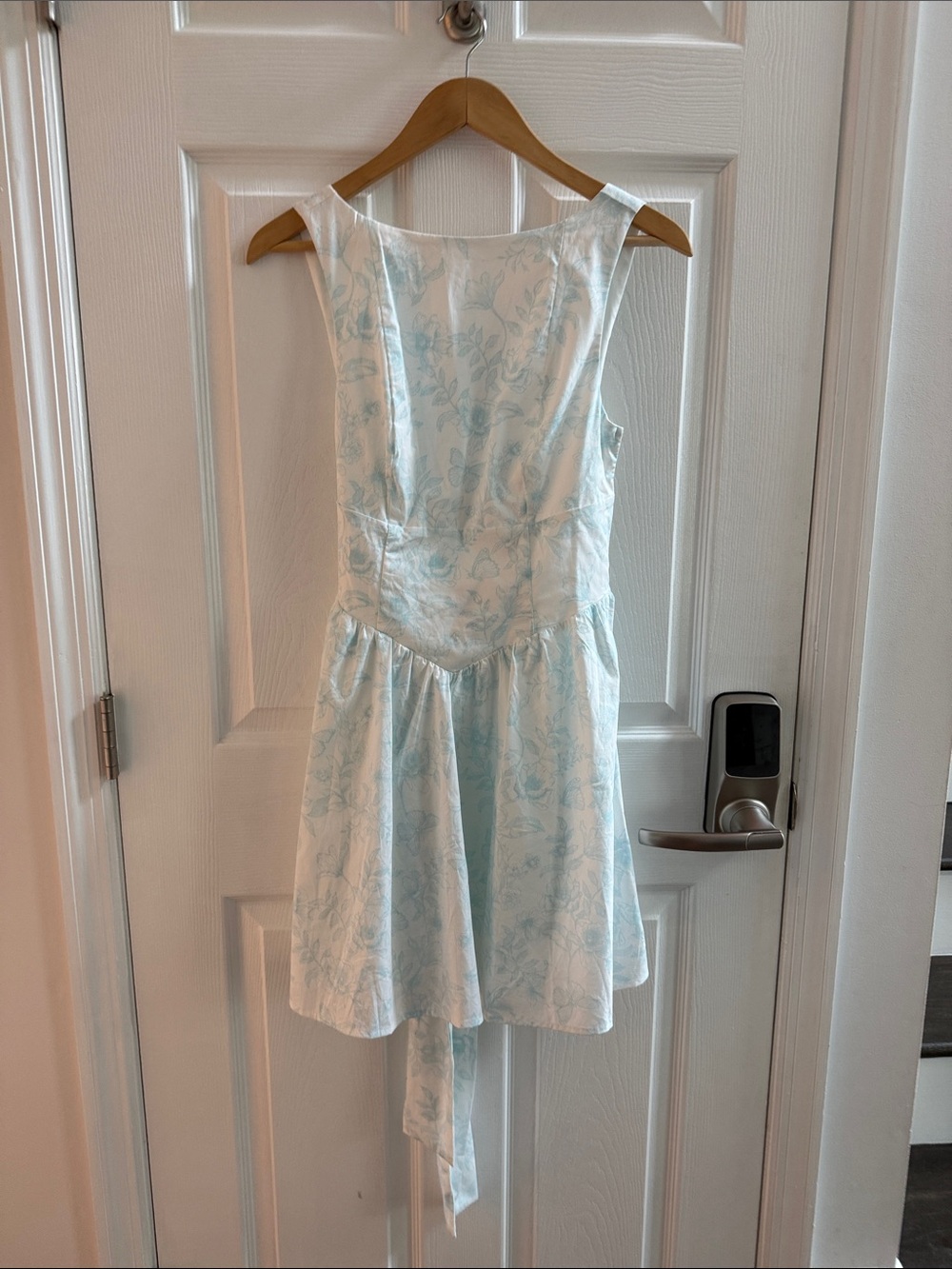 Wild Fable Pale Blue Floral Asymmetrical Backless Hem Dress
